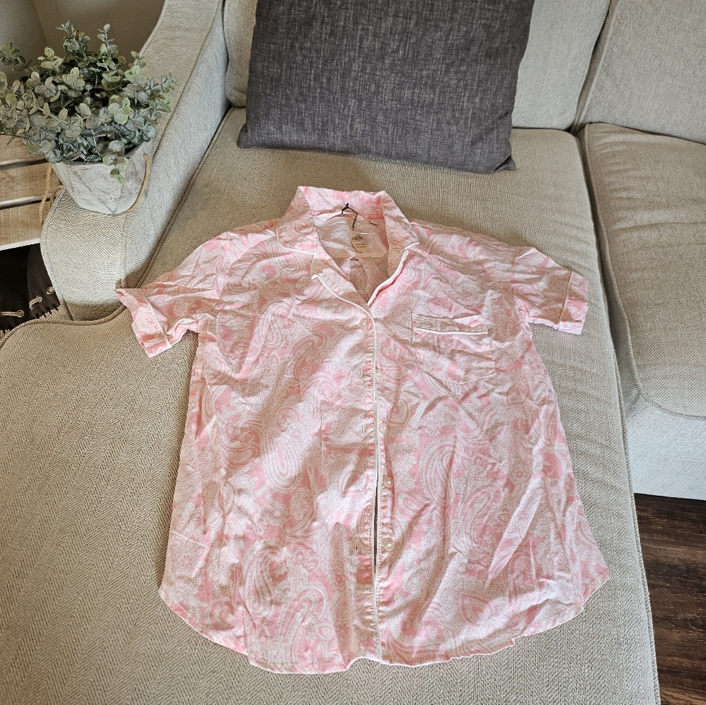 Victoria's Secret Pink Pajama Button-Up Shirt XS